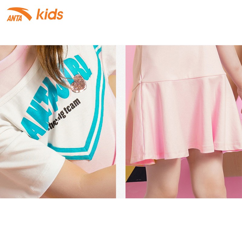 Váy liền bé gái khoét vai nữ tính thương hiệu Anta Kids W362129799-1