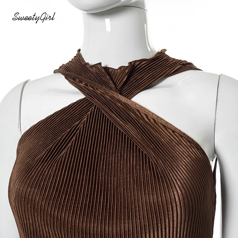 Đầm Mini Sát Nách Cổ Tròn Màu Trơn Dáng Rộng Thời Trang Đường Phố Cho Nữ