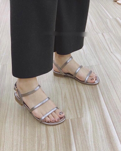 Sandal 3 dây zara basic gót 1p