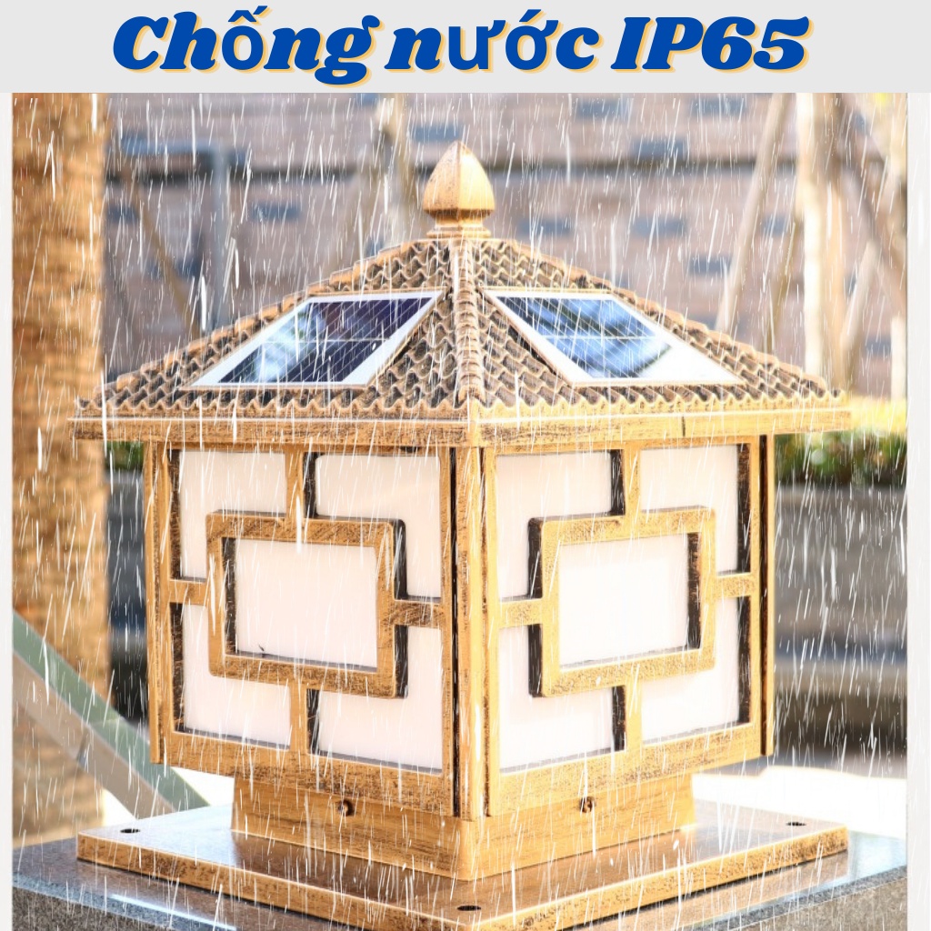 Đèn năng lượng mặt trời sân vườn SHOPNHATPHONG đèn trang trí trụ cổng 250mm,300,400mm có điều khiển,3 chế độ màu
