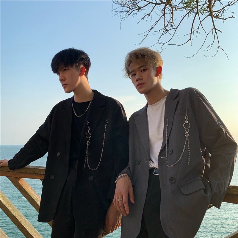 Áo Blazer Kèm Phự Kiệm Vest Unisex From Rộng Phong Cách Hàn Quốc V02