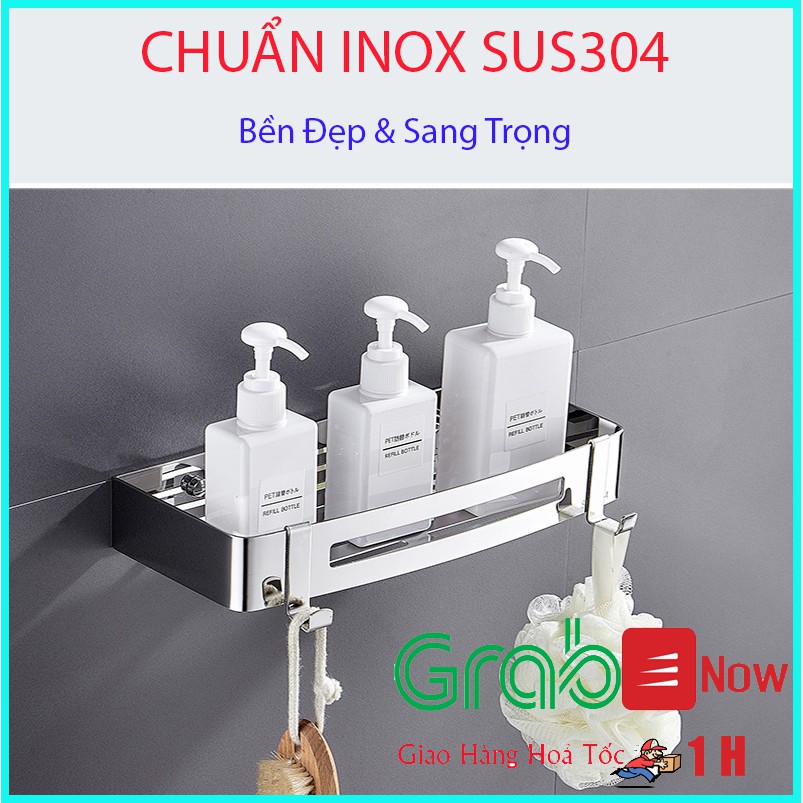 Giá Để Đồ Nhà Tắm Inox SUS304 - Kệ Gia Vị Nhà Bếp - 2 Cách Lắp Đặt Dán Tường Hoặc Khoan Tường