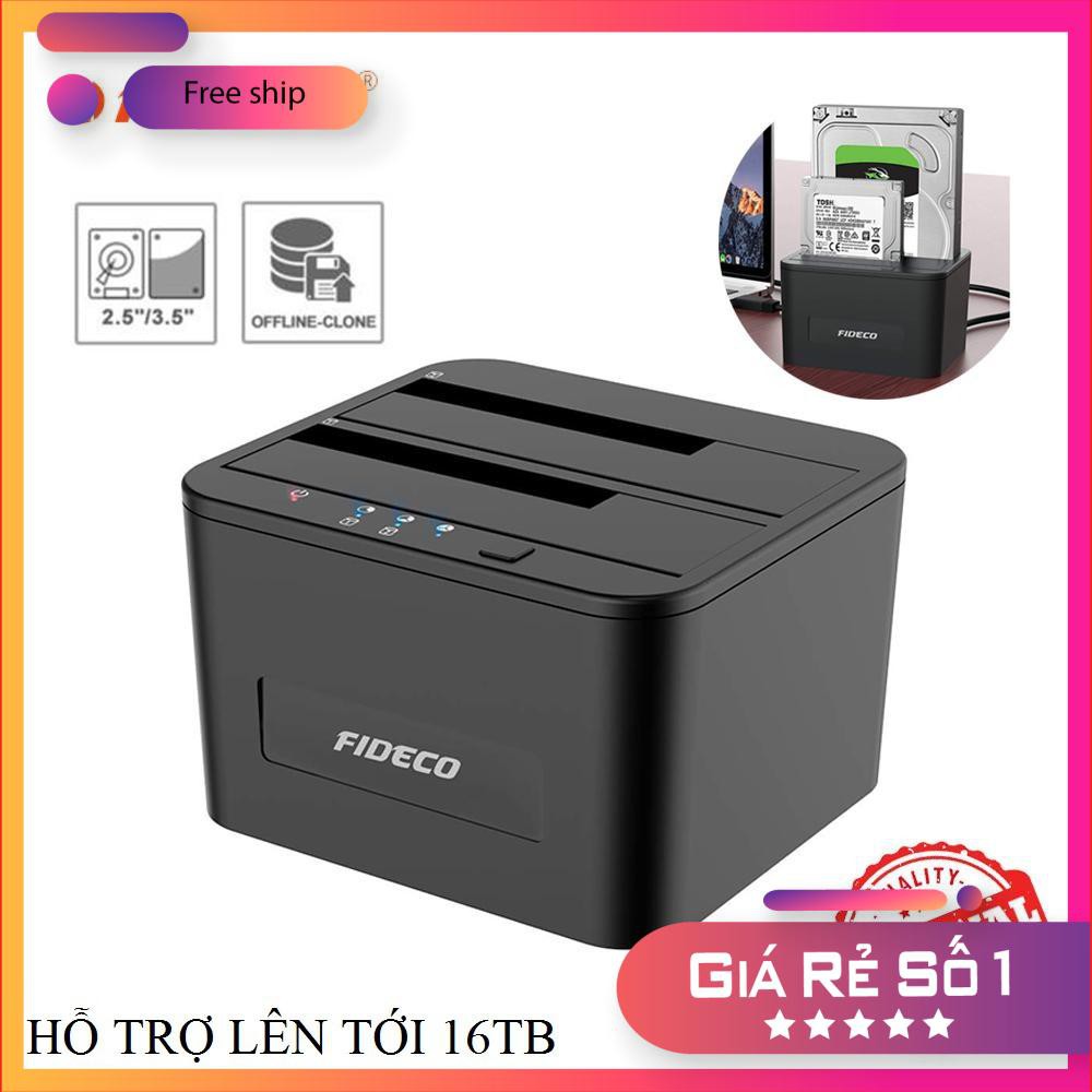 ĐẾ Ổ CỨNG DOCKING HDD FIDECO 2 BAY 2,5/3.5 inch USB 3.0 - BH 3 THÁNG 1 ĐỔI 1
