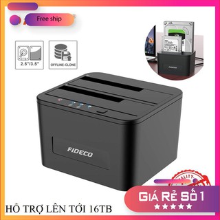 ĐẾ Ổ CỨNG DOCKING HDD FIDECO 2 BAY 2,5/3.5 inch USB 3.0 - BH 3 THÁNG 1 ĐỔI 1