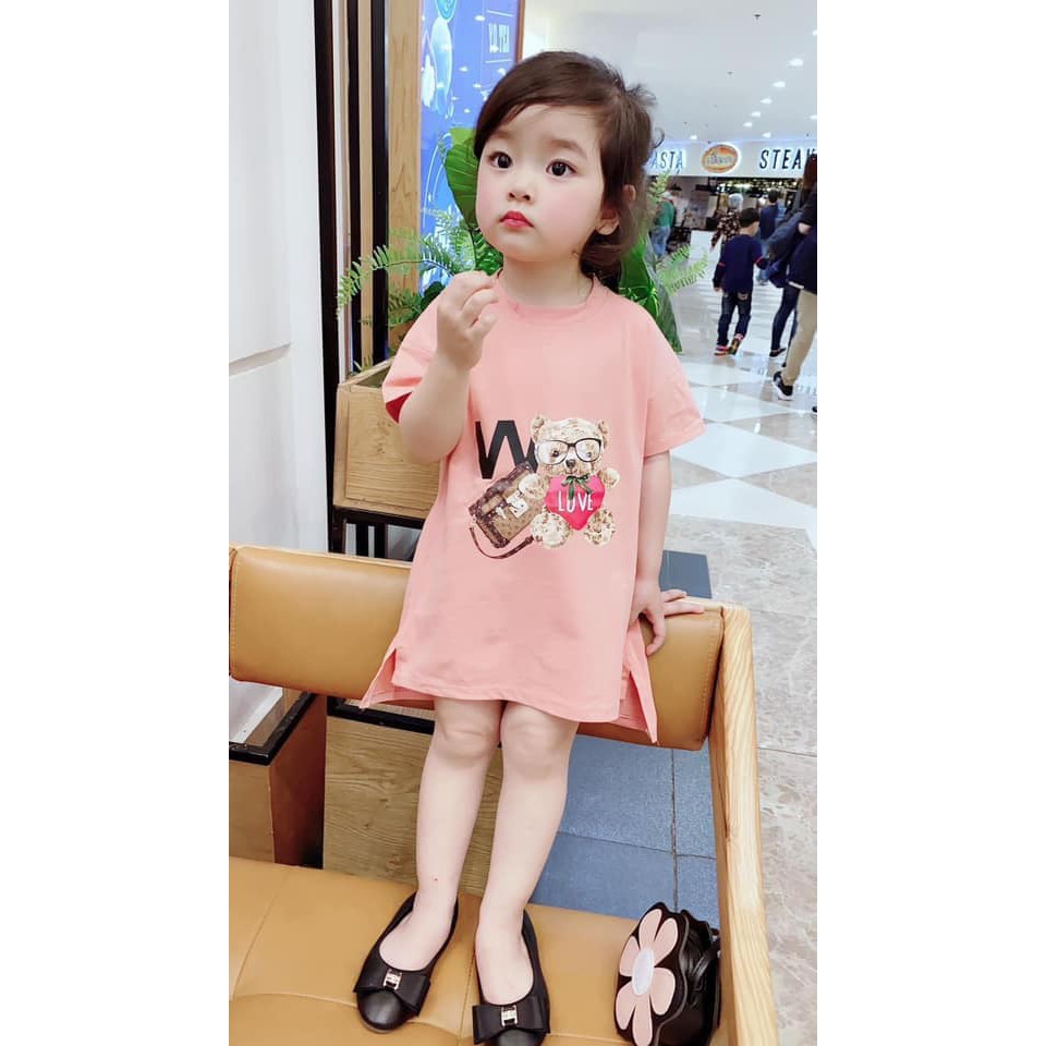 váy gấu đeo kính cotton l1 cho bé