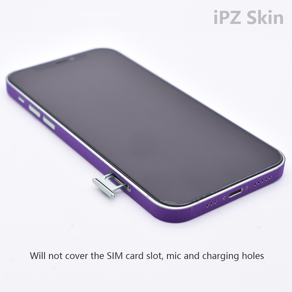 Nhãn Dán Màu Tím Trơn Chống Trầy Xước Bảo Vệ Toàn Diện Cho iPhone 6 6s X Xr Xs 7 8 Plus 11 12 13 Pro Max Mini Se2