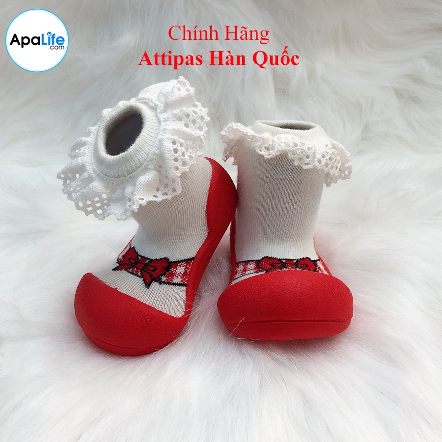 Giày tập đi Attipas Ballet - Red AT018 nhập Hàn Quốc - cho bé trai /bé gái từ 3 - 24 tháng: đế mềm & chống trượt