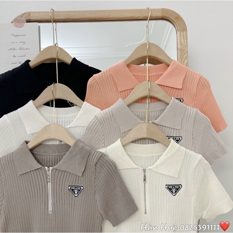 Áo Polo Dáng Croptop Thêu Mác Chất Len Mongtoghi Co Dãn Tốt Phong Cách Hàn Quốc Cho Nữ | WebRaoVat - webraovat.net.vn