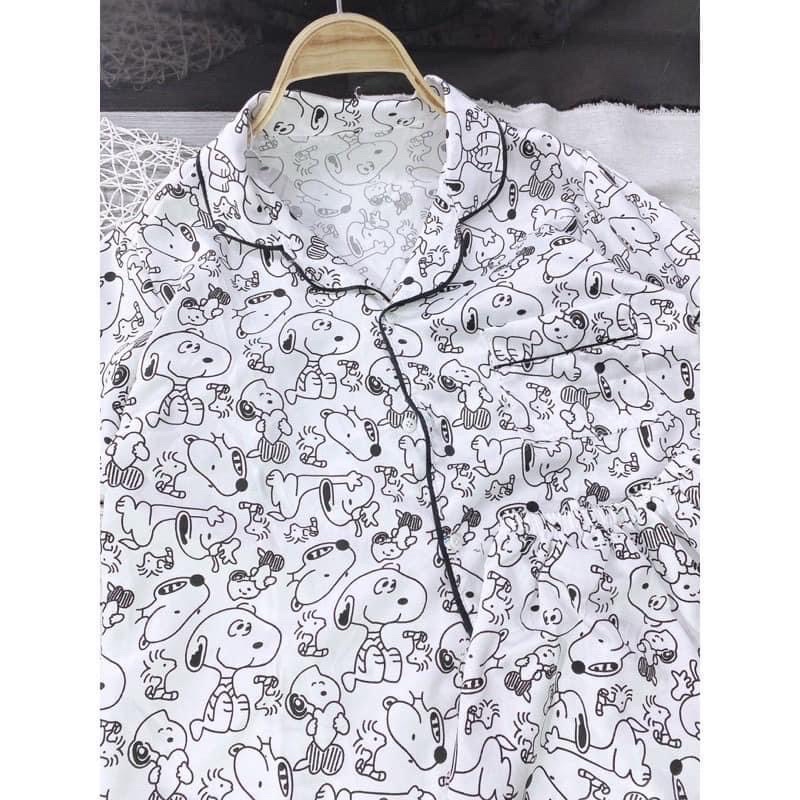 Bộ Pijama Ngắn Tay - Bộ Ngủ Chó Snopy Ulzzang Cute Hot Trend 2021(kèm video và ảnh thật)
