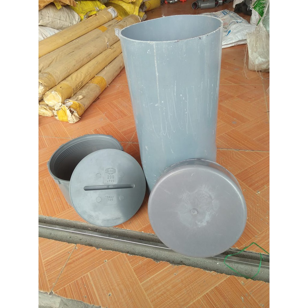 Combo 1 bịt xả 200mm Tiền Phong, 1 bịt trơn 200mm và 50cm hoặc 40cm ống 200mm