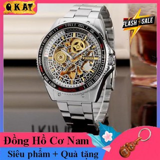 Đồng Hồ Nam Winner Cơ Lộ Máy - Đồng Hồ Nam Dây Thép đúc đặc không gỉ ,Mặt chống xước,chống nước