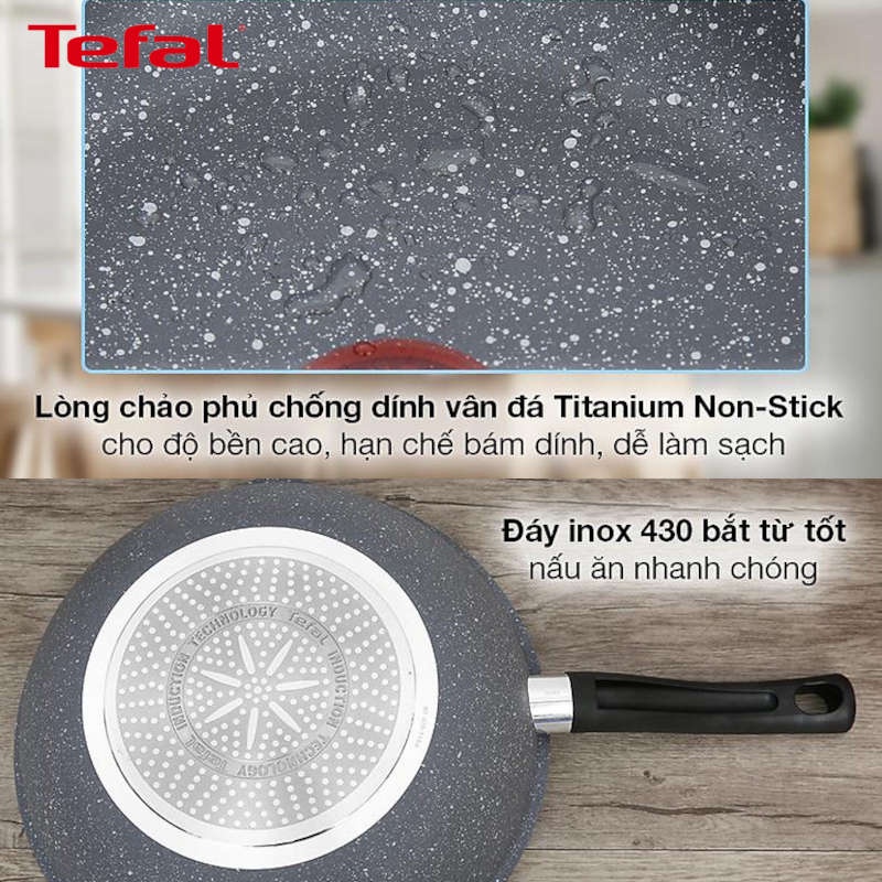 Chảo nhôm sâu lòng chống dính đáy từ Tefal Cook Healthy G1348695 size 28cm bảo hành 24 tháng