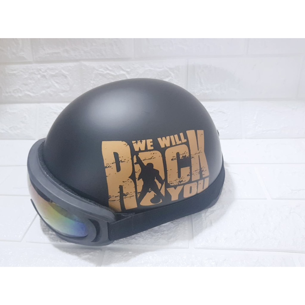 (Có Kèm kính) Nón- Mũ Bảo Hiểm Nửa Đầu Rock Màu đỏ Cực Chất