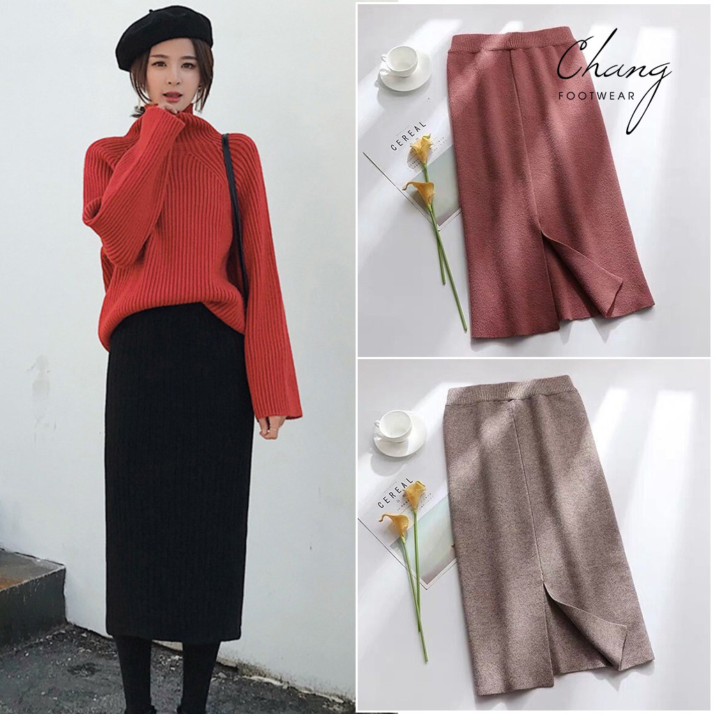 Chân váy len mịn dáng dài, kiểu dáng sang chảnh, Hàng Quảng Châu cao cấp