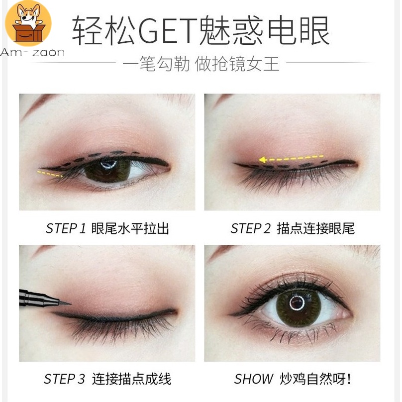 Bút Kẻ Mắt Dạng Lỏng Ba Chiều Màu Đen Lâu Trôi Chống Thấm Nước Chống Mồ Hôi Không Phai Màu