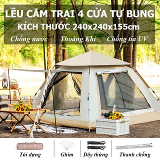 Lều dã ngoại tự bung 4-6 người chống nước chống tia tử ngoại KT 2m4x2m4 - Lều cắm trại du lịch
