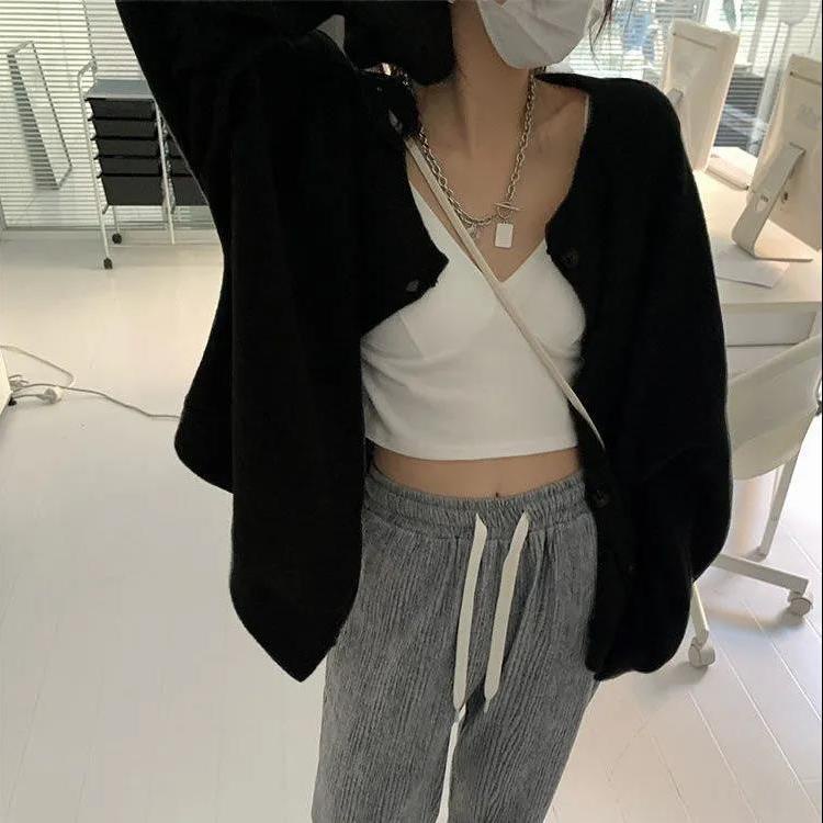 Áo Khoác Cardigan Mỏng Dáng Rộng Màu Trơn Thời Trang Hàn Quốc Trẻ Trung Cho Nữ