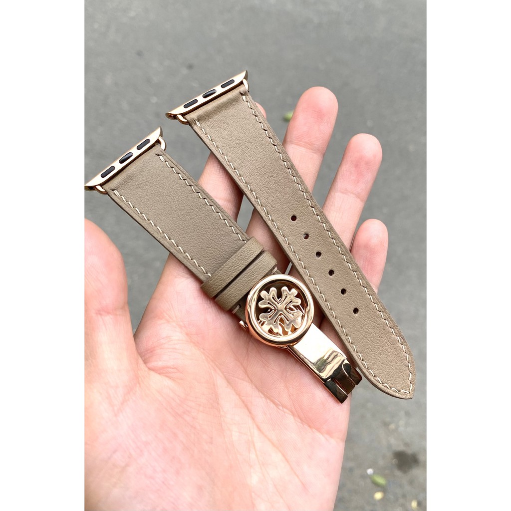 Dây Đồng Hồ Da Bò Thật 100% - Màu nâu tây Đủ Size 38/40, 42/44 cho apple watch