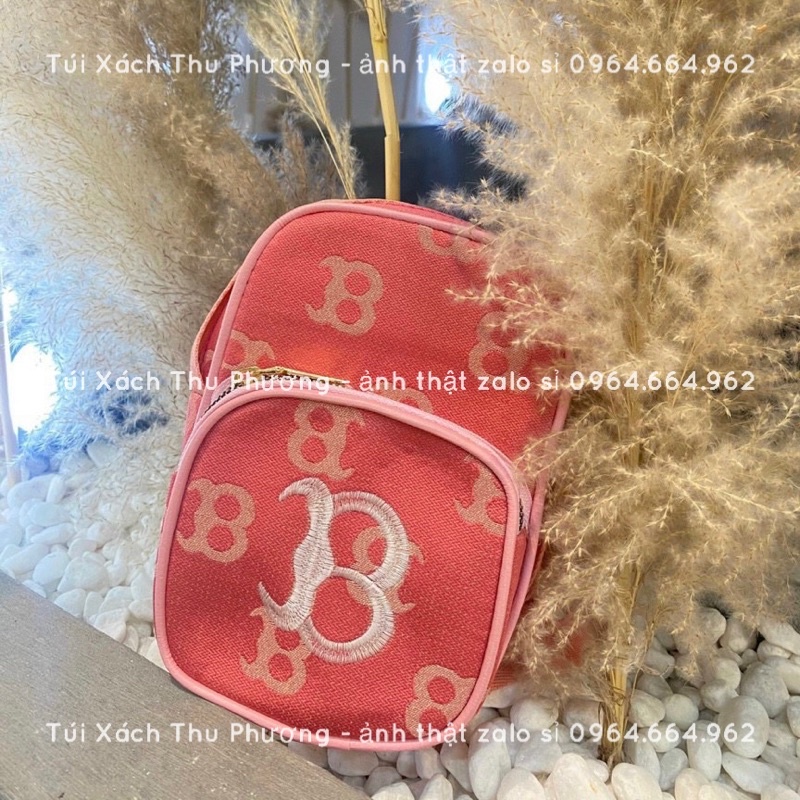 Sét túi đeo chéo dáng ngang - Túi điện thoại đứng hai ngăn in chữ thêu logo B siêu xinh cho cả nam và nữ (ảnh thật)