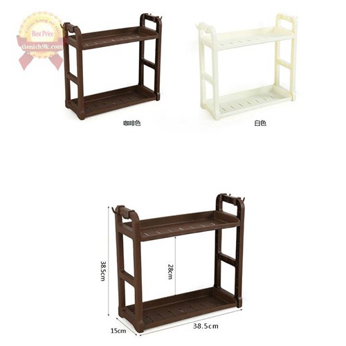 [ NHỰA VIỆT NHẬT] Kệ mini 2 tầng cho nhà bếp, bàn làm việc, có móc treo hai bên