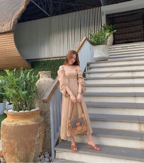 ĐẦM MAXI TAY PHỒNG CỔ U (KÈM HÌNH THẬT)