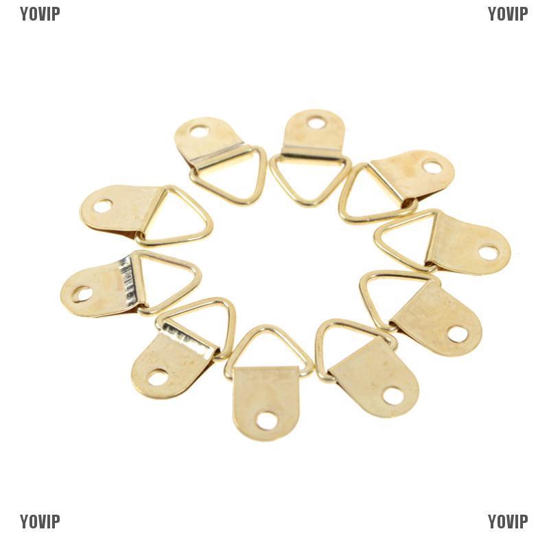 Set 20 Móc Treo Khung Ảnh Hình Chữ D Bằng Đồng Thau Màu Vàng