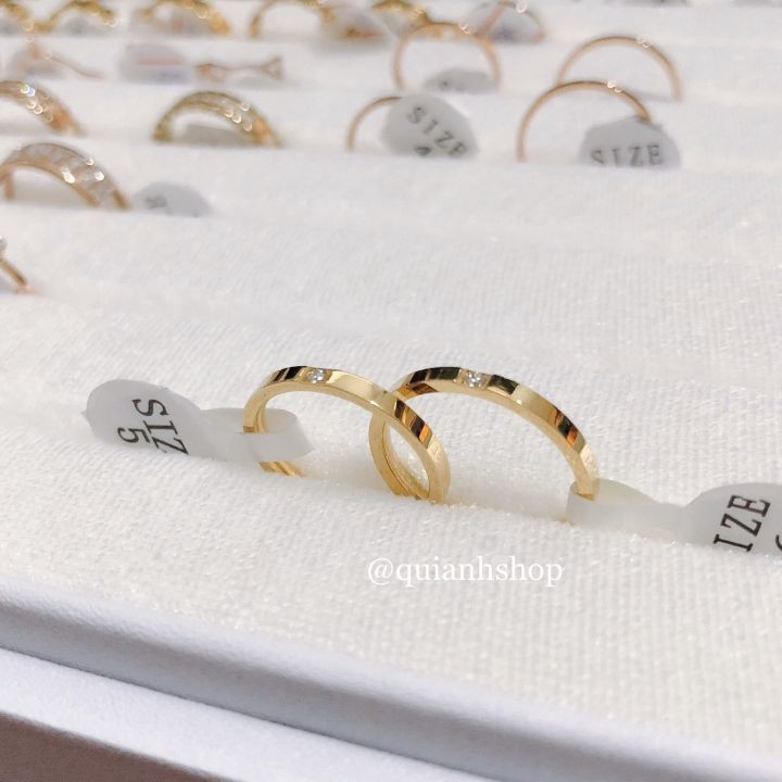 Nhẫn Titan - Nhẫn Titan Đính 1 Đá Chìm Màu Vàng