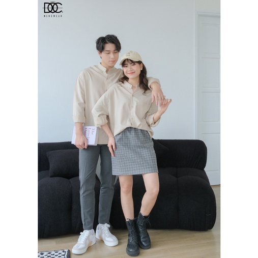 Áo sơ mi nam linen Độc menswear phong cách Hàn Quốc phối màu trơn form rộng dáng basic- SM455