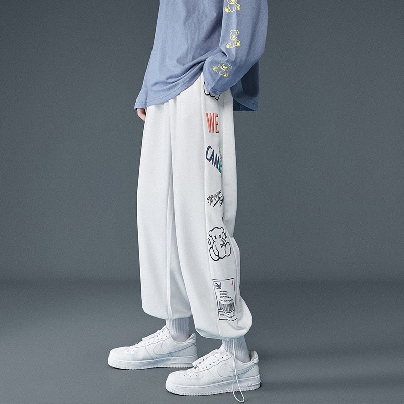 Quần Jogger Jordan nam nữ,Quần ống rộng Unisex mặc 2 dáng rút dây bo gấu và suông, Nỉ bông mềm mịn Ullzang sọc hoạt hinh