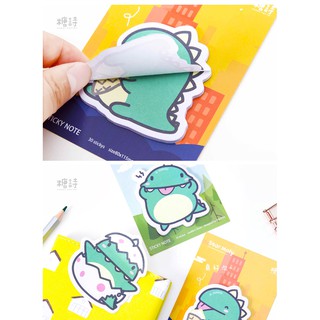 Set 4 mẫu Giấy note hình khủng long xanh Li Meng