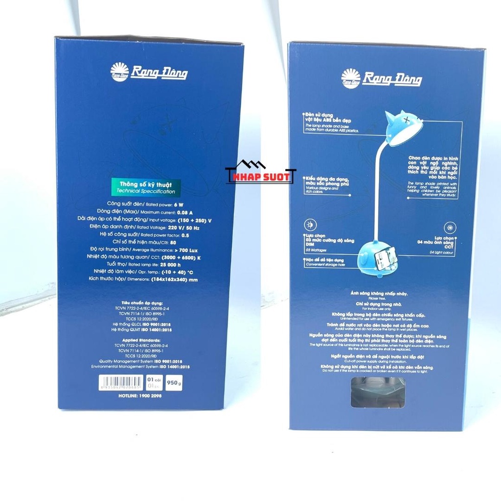 [Chính Hãng] Đèn học sinh 41 RẠNG ĐÔNG công suất 6W, ánh sáng bảo vệ mắt, cảm ứng chạm, có chỗ để điện thoại RD-RL-41