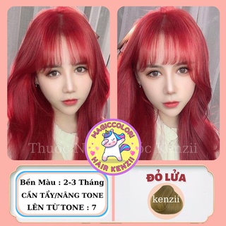 Thuốc Nhuộm Tóc Đỏ Lửa Đỏ Mặt Trời Tặng Oxy Trợ Nhuộm Găng Tay Mũ Chùm Kenzii Lên Từ Tone 7