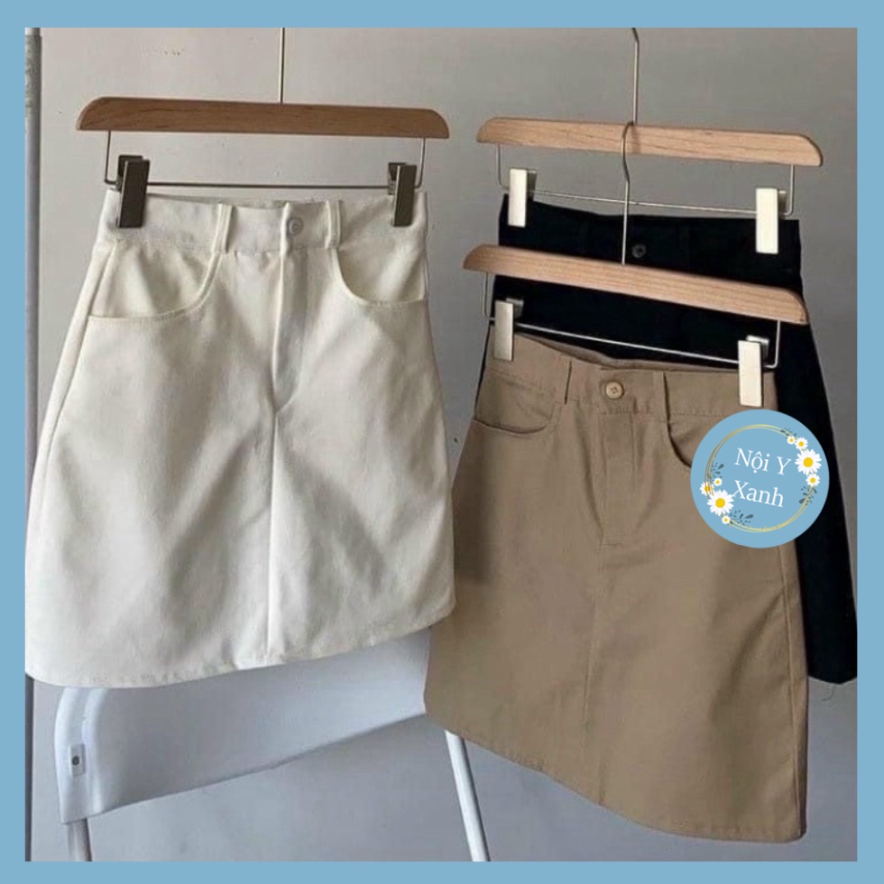 Chân váy ngắn kaki - chân váy a ngắn basic hàng mới mầu trắng, babydoll ulzzang mềm nội y xanh