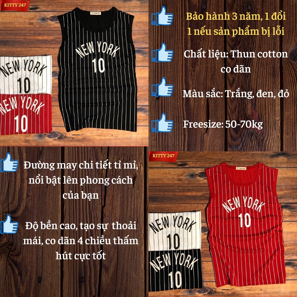 Áo Tank Top Nam KITTY247-AT03 Áo Thun 3 Lỗ Chất Vải Cotton Phong Cách Thể Thao Hàn Quốc - 3 Màu Lựa Chọn