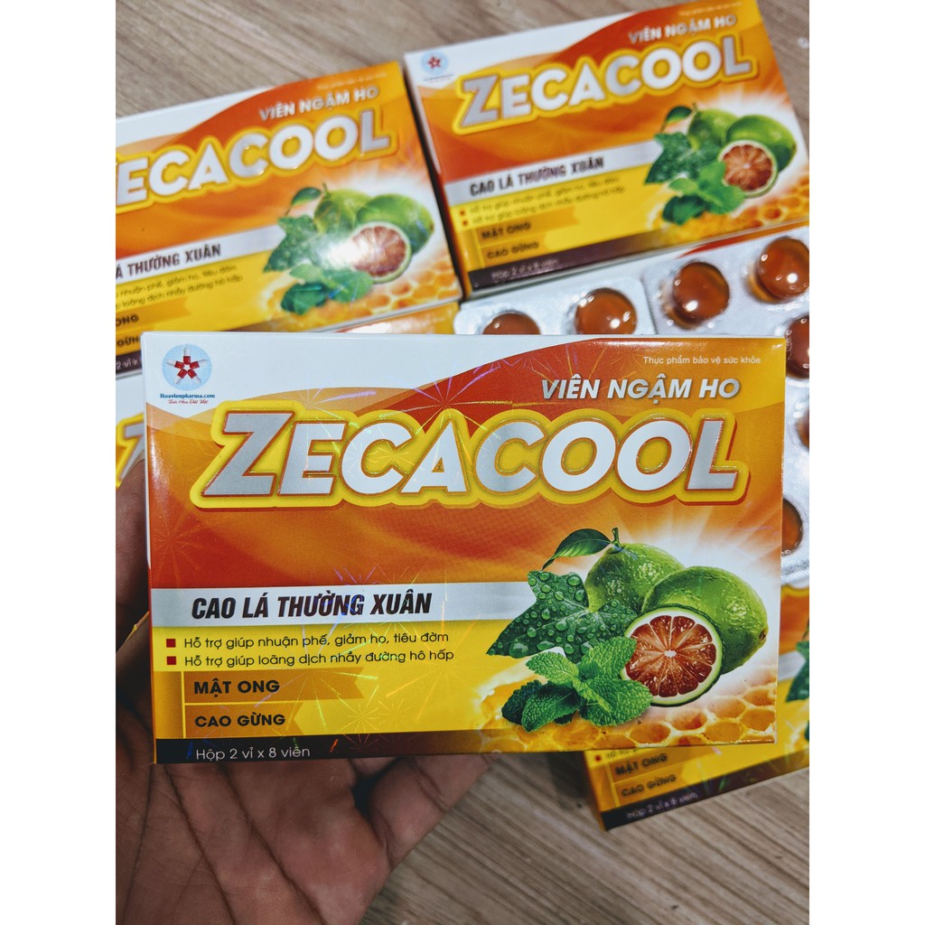 Viên ngậm ho, đau họng ZECACOOL (hộp 16 viên) - Giảm viêm họng, bổ phế, giảm ho, tiêu đờm