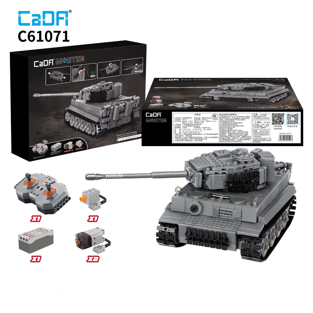 Đồ Chơi Lắp Ráp Kiểu LEGO Mô Hình Xe Tăng Thiết Giáp Tiger TANK Điều Khiển Từ Xa CaDa C61071 Với 925 PCS
