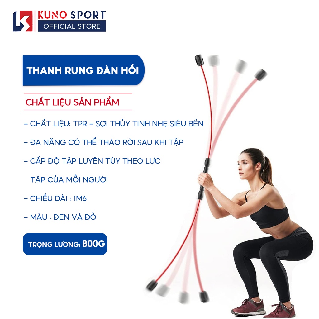 Gậy Rung Đàn Hồi Tập Gym KUNO SPORT Có Thể Tháo Rời