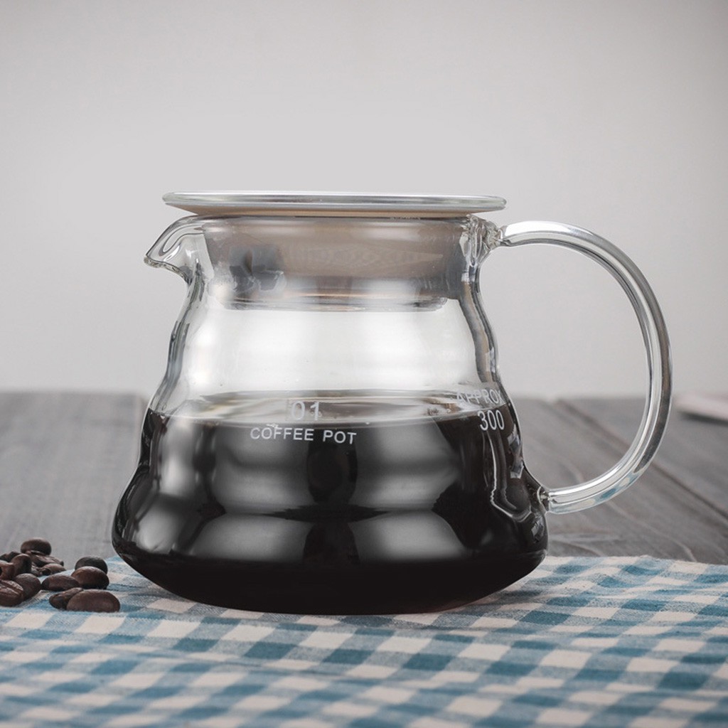 Ấm pha rót cà phê làm từ thủy tinh có hàm lượng Borosilicate cao kèm nắp đậy