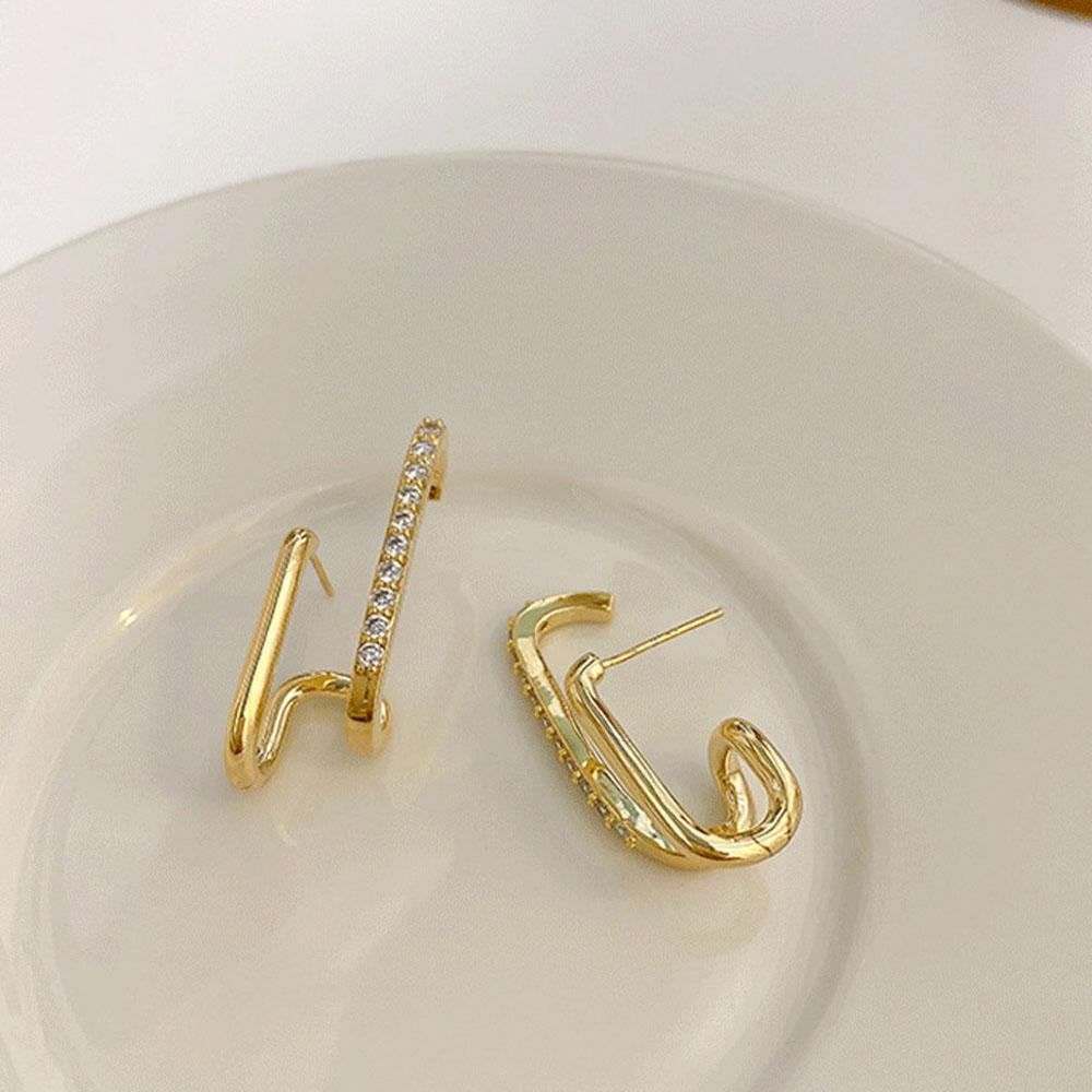 Khuyên Tai Đính Đá Lấp Lánh Đơn Giản|Vòng Cổ Hai Lớp Màu Sắc Thời Trang Phong Cách Punk