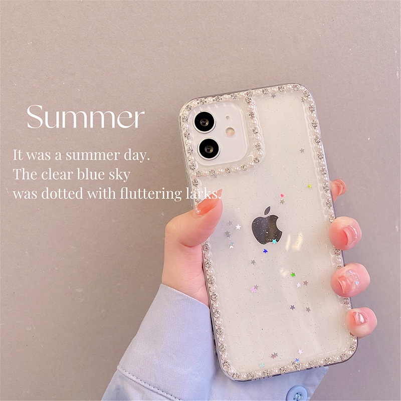 Ốp Điện Thoại Dẻo Trong Suốt Siêu Mỏng Đính Đá Lấp Lánh Cho iPhone 13 Pro Max 12 11 Pro Max X XS Max XR 7 8 Plus SE 2020