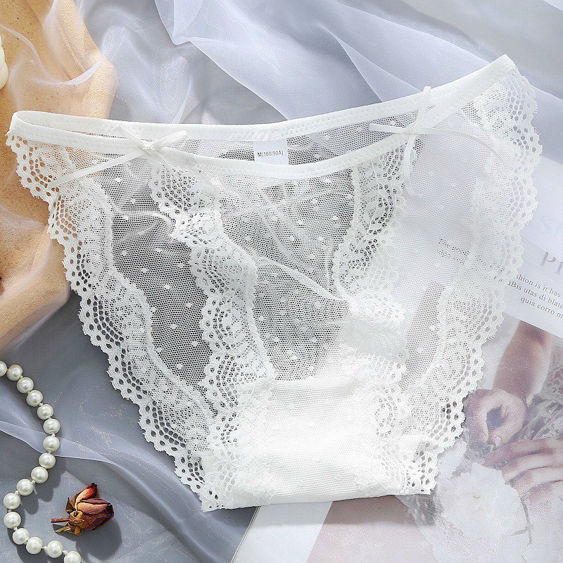 Quần Lót Nữ - Quần Lót Ren Sexy đính nơ nhỏ 2 bên viền sóng quyến rũ tôn dáng mẫu A44