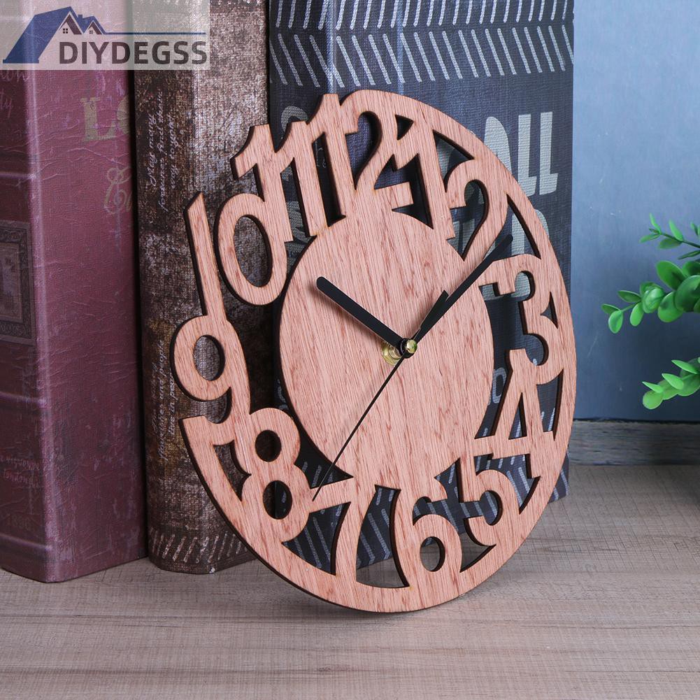 Diydegss2 Round Wall Clock Wood Clocks Home Decorative Watch for Living Room Bedroom