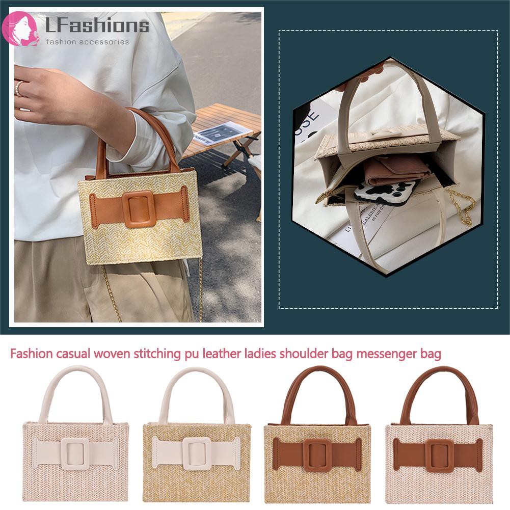 Women Fashion Elegant Straw Handbag Summer Shoulder Crossbody Bag Chain Totes