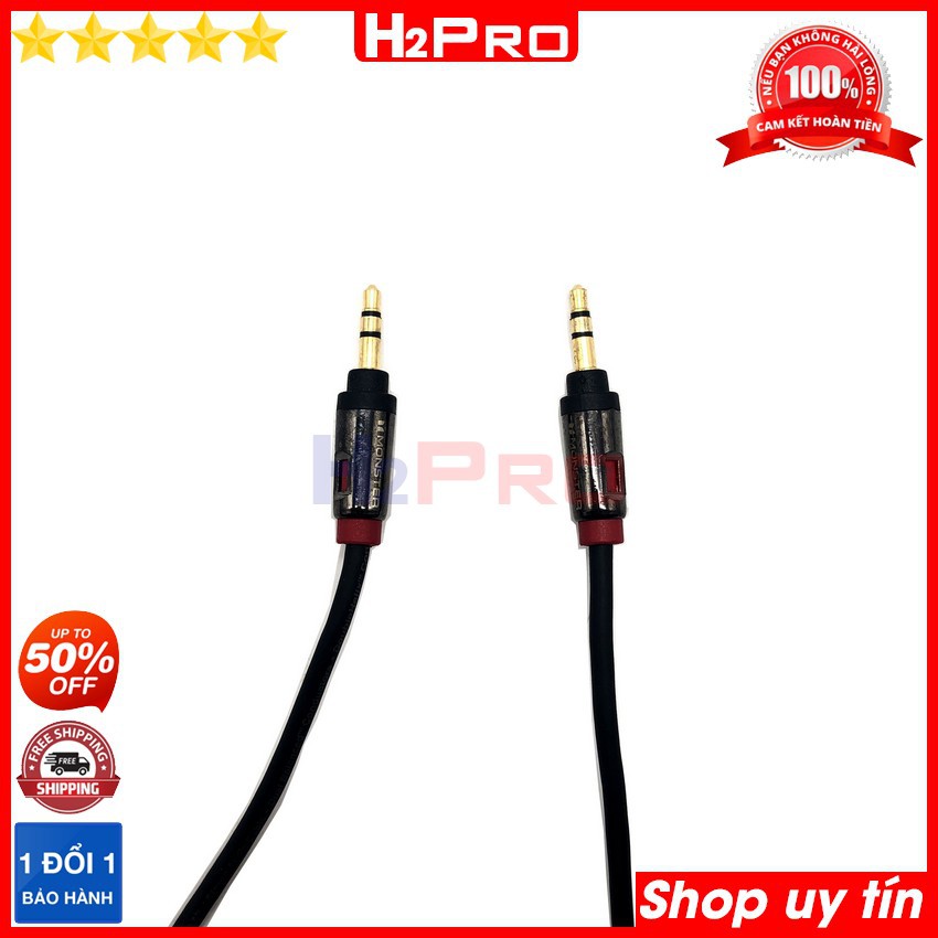 Dây 2 đầu 3.5 Monster Mỹ H2Pro cao cấp đầu jack mạ vàng 24k dài 2m, dây cáp 2 đầu 3.5 mm nối âm thanh loa (hàng bãi)