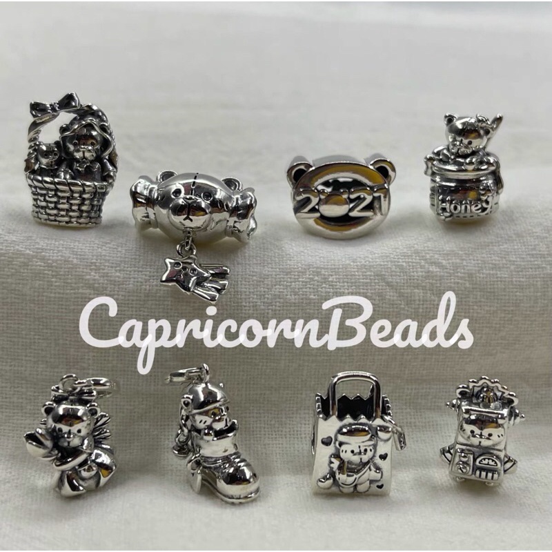 Bộ sưu tập charm gấu auth bằng bạc 925 và vàng 14k