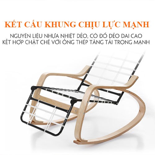 Ghế Bập Bênh Thư Giãn Có Gác Chân-Thư Giãn Đọc Sách Báo Kích Thước 120x66x87cm