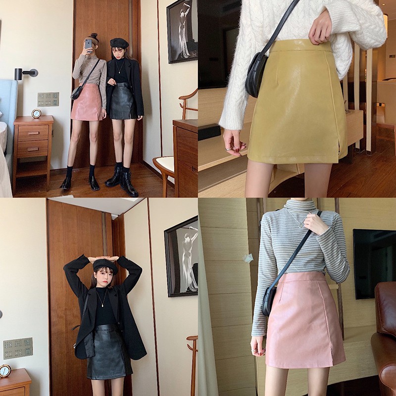 Chân Váy Da Dáng Chữ A Lưng Cao Kiểu Cổ Điển Dễ Phối Đồ | BigBuy360 - bigbuy360.vn