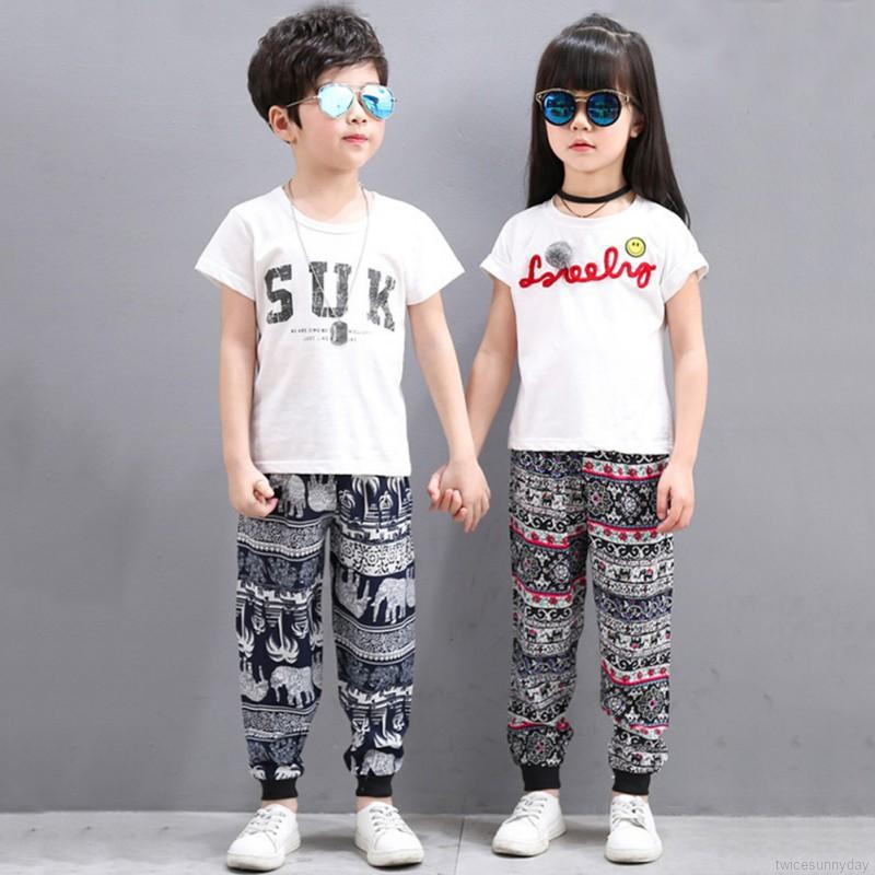 Quần dài cotton in cho bé