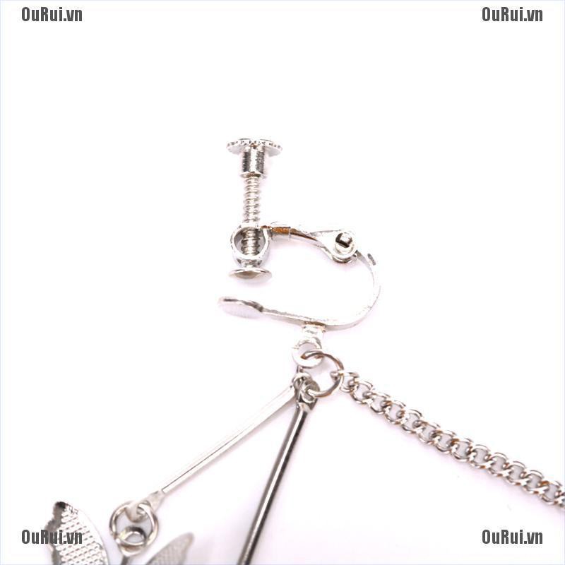 (FCC) 1 Khuyên Tai Dáng Dài Trang Trí Hình Bướm Phong Cách Harajuku Thời Trang