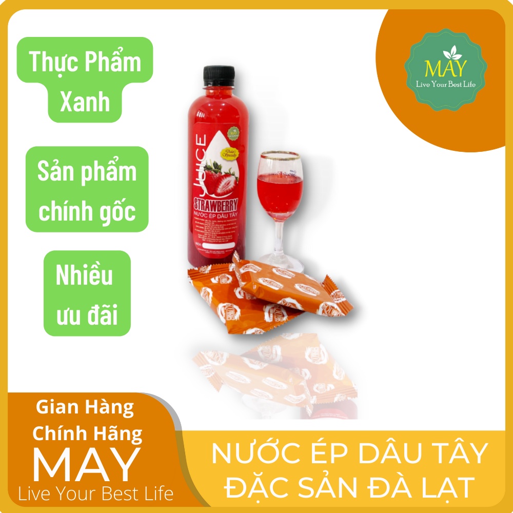 [FREESHIP XTRA] [⇩20%] Nước ép Dâu tây Đà Lạt chai 500ml 🍓🍓
